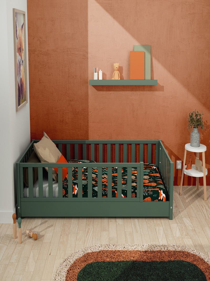 JURABABY - Letto per bambini a terra in legno SONHO - 90x190 - Verde salvia Verde - Kiabi