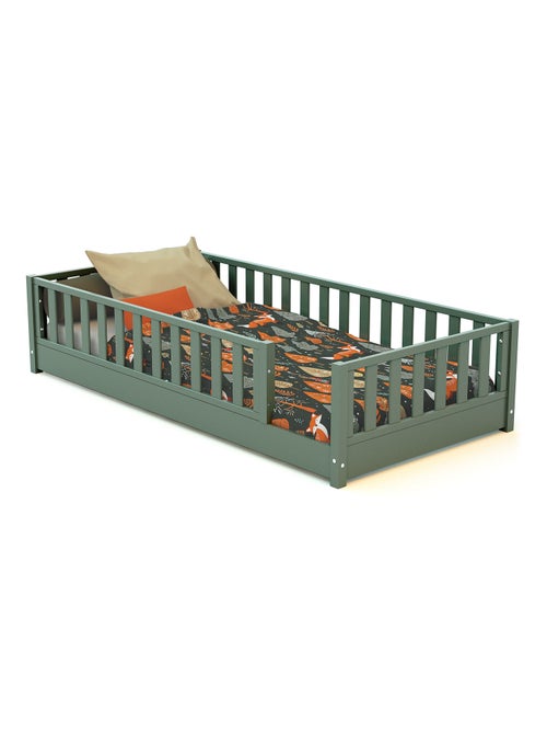 JURABABY - Letto per bambini a terra in legno SONHO - 90x190 - Verde salvia - Kiabi