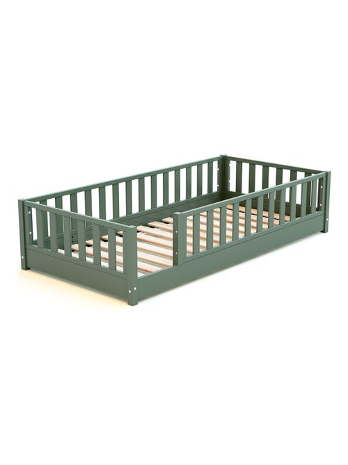 JURABABY - Letto per bambini a terra in legno SONHO - 90x190 - Verde salvia - Kiabi