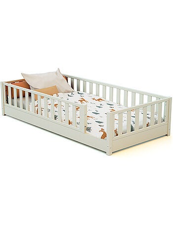 JURABABY - Letto per bambini in legno SONHO con materasso - 90x190 - Verde salvia