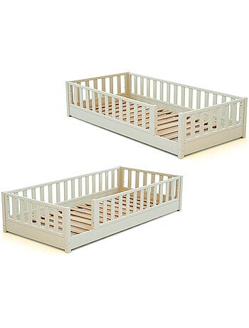 JURABABY - Letto per bambini in legno SONHO con materasso - 90x190 - Verde salvia