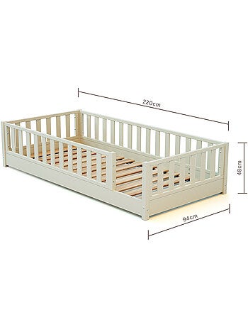 JURABABY - Letto per bambini in legno SONHO con materasso - 90x190 - Verde salvia