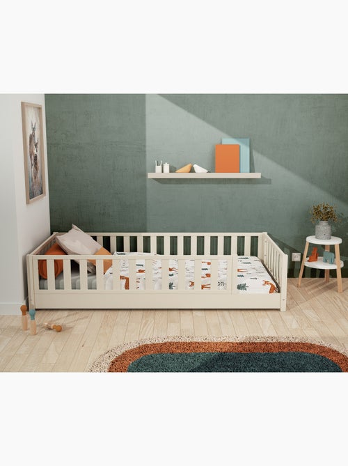JURABABY - Letto per bambini in legno SONHO con materasso - 90x190 - Bianco perla - Kiabi