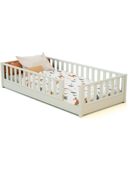 JURABABY - Letto per bambini in legno SONHO con materasso - 90x190 - Bianco perla - Kiabi