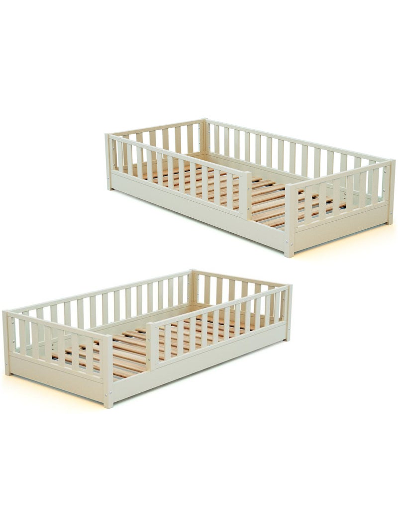JURABABY - Letto per bambini in legno SONHO con materasso - 90x190 - Bianco perla Bianco - Kiabi