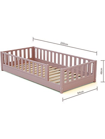JURABABY - Letto per bambini in legno SONHO con materasso - 90x190 - Verde salvia