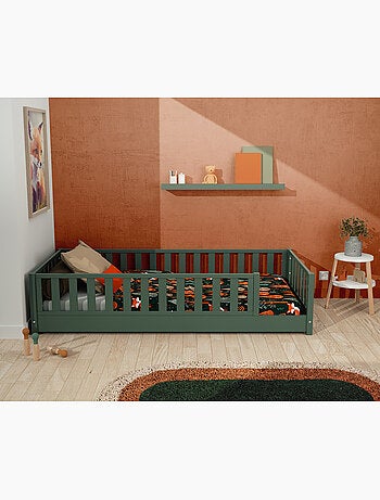 JURABABY - Letto per bambini in legno SONHO con materasso - 90x190 - Verde salvia
