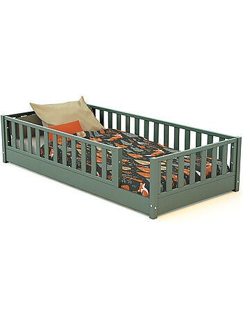 JURABABY - Letto per bambini in legno SONHO con materasso - 90x190 - Verde salvia