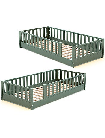 JURABABY - Letto per bambini in legno SONHO con materasso - 90x190 - Verde salvia