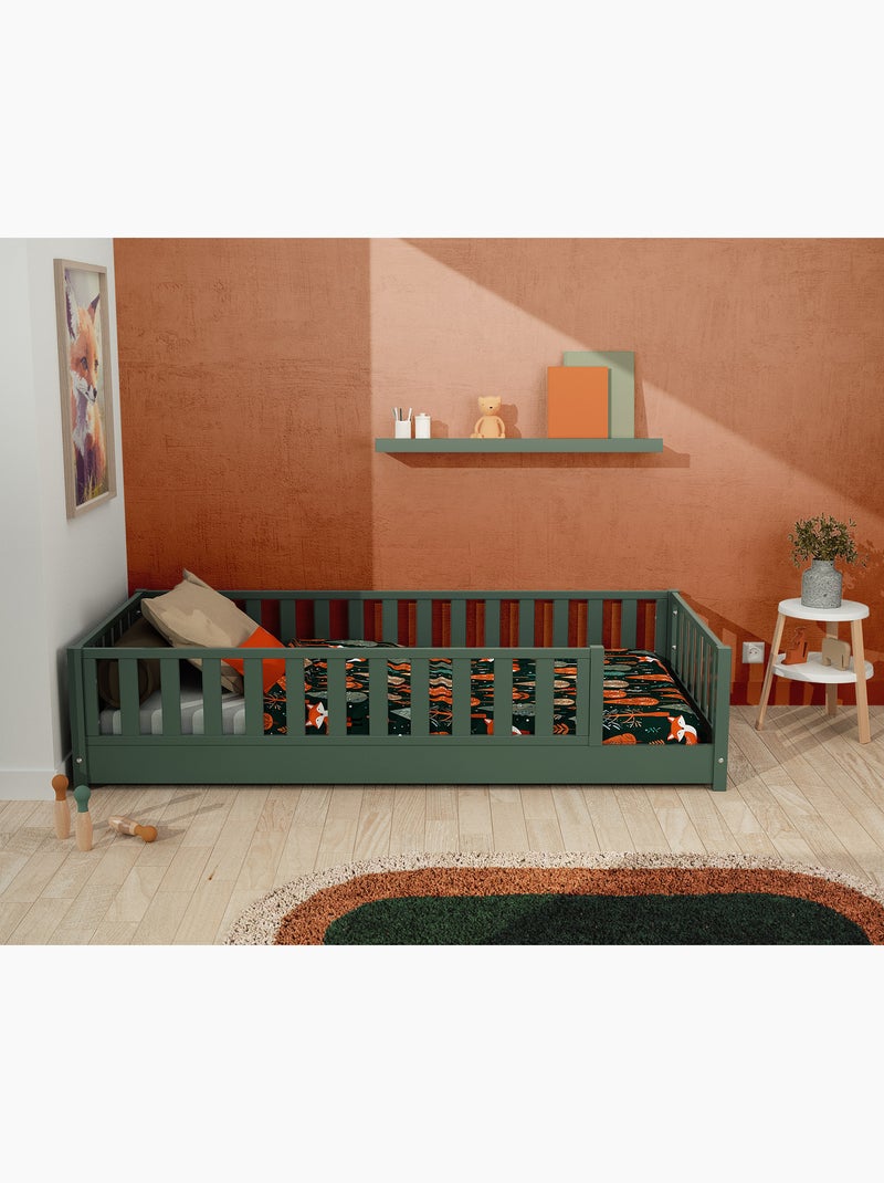 JURABABY - Letto per bambini in legno SONHO con materasso - 90x190 - Verde salvia Verde - Kiabi