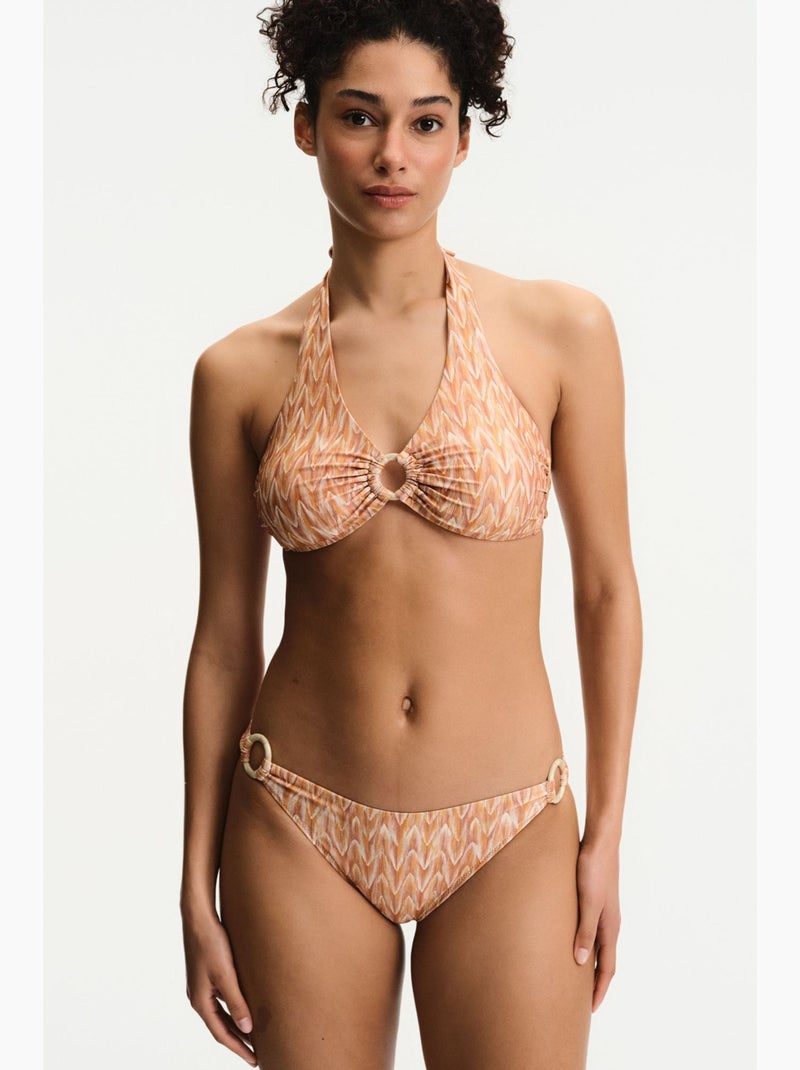 Kacie slip bikini con motivo zigzag laterale e vita media penti Arancione chiaro - Kiabi