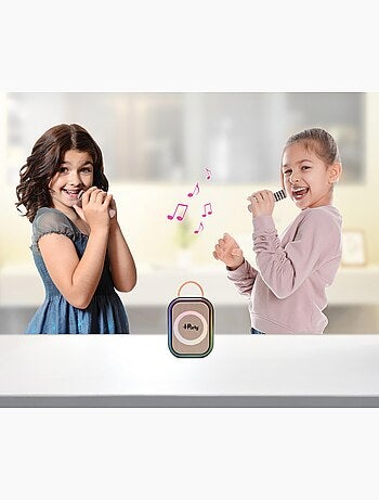 Karaoke Bluetooth rosa con 2 microfoni wireless