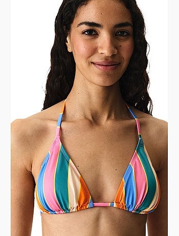 Katelyn top bikini triangolo a righe penti