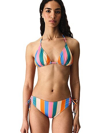 Katelyn top bikini triangolo a righe penti