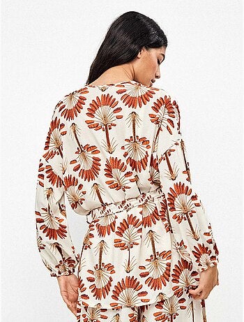 Kimono con stampa di palme