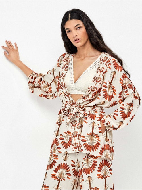 Kimono con stampa di palme - Kiabi