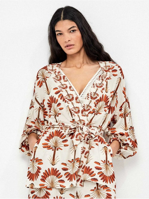 Kimono con stampa di palme - Kiabi