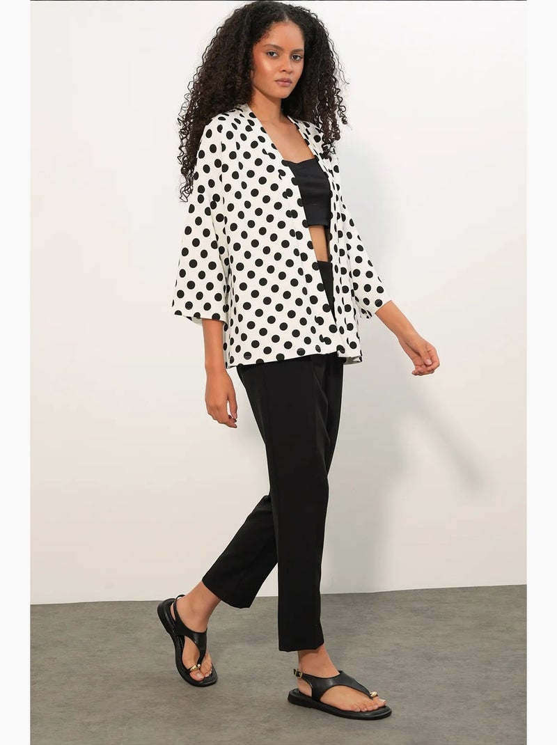 Kimono da spiaggia a pois bdart Bianco Nero - Kiabi