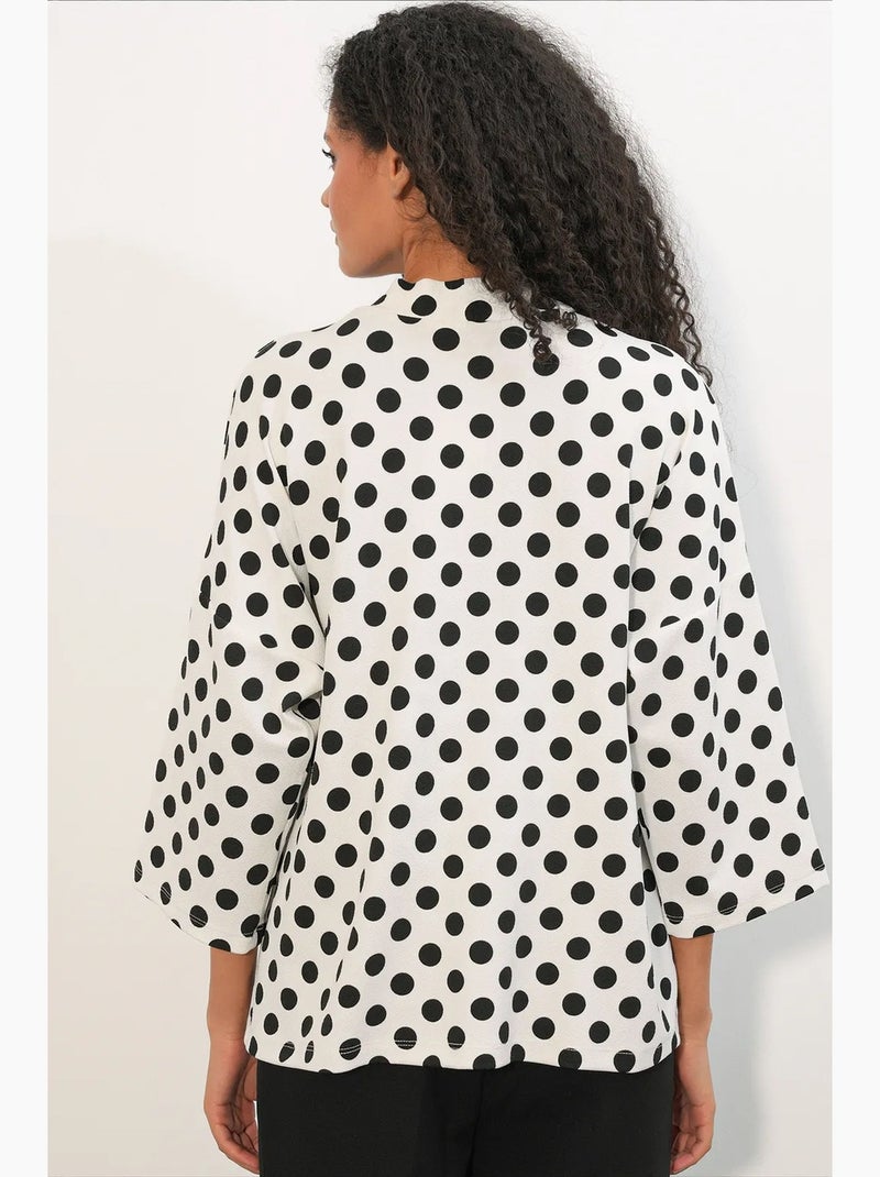 Kimono da spiaggia a pois bdart Bianco Nero - Kiabi