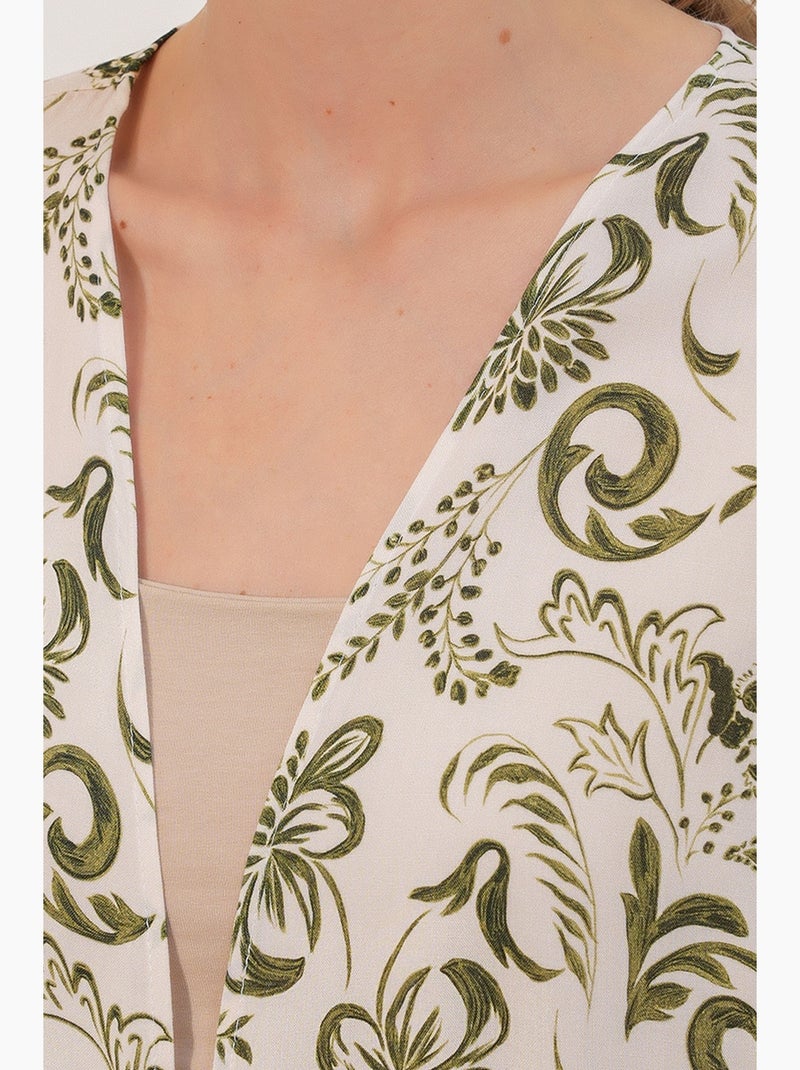 Kimono lungo stampato in viscosa bdart Bianco Verde - Kiabi