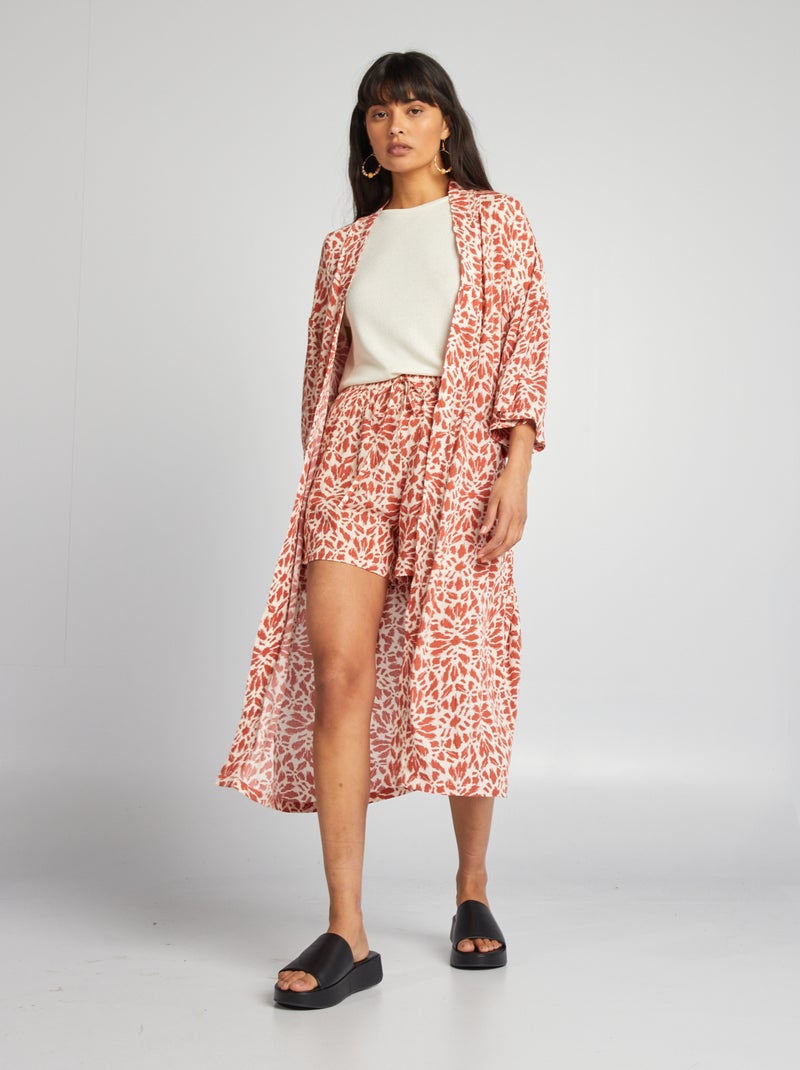 Kimono stampato con cintura ROSSO - Kiabi
