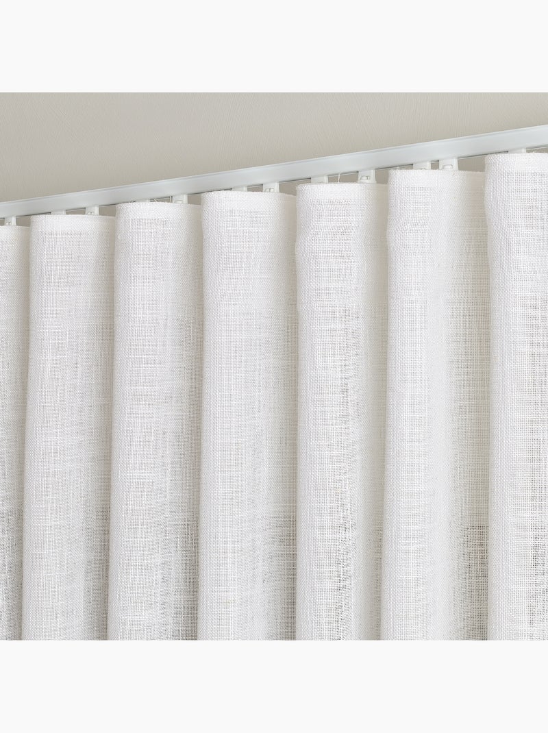 Kit binario regolabile con tendina filtrante in lino a pieghe Bianco - Kiabi