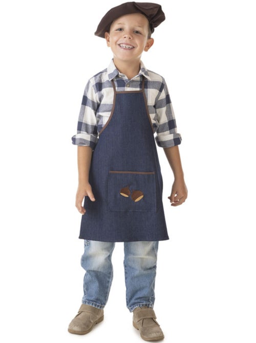 Kit costume da venditore di jeans color castagna: grembiule e berretto - Kiabi