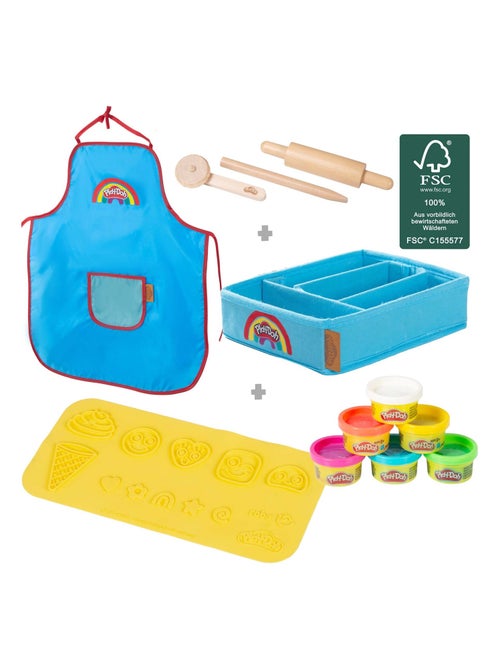 Kit creativo – 6 vasetti di pasta modellabile + grembiule + tappetino e accessori "Roba x Play‑Doh" - Kiabi