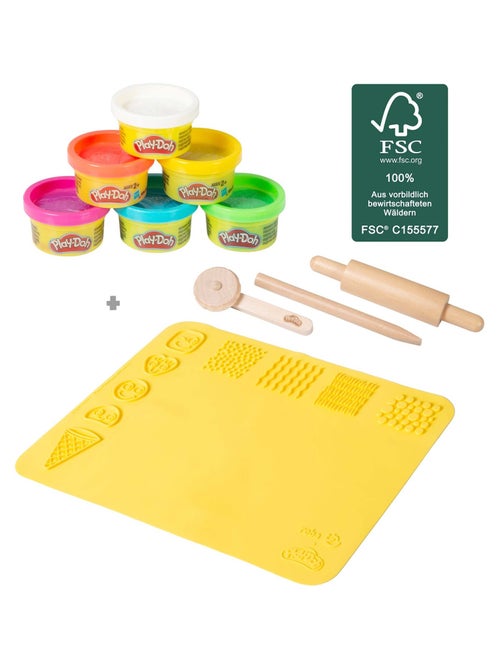 Kit creativo – 6 vasetti pasta modellabile + tappetino e accessori "Roba x Play‑Doh" - Kiabi