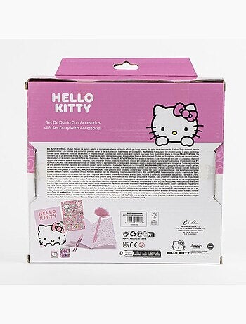 Kit di cancelleria con agenda - Hello Kitty - Penna fuzzy, adesivi e cancelleria