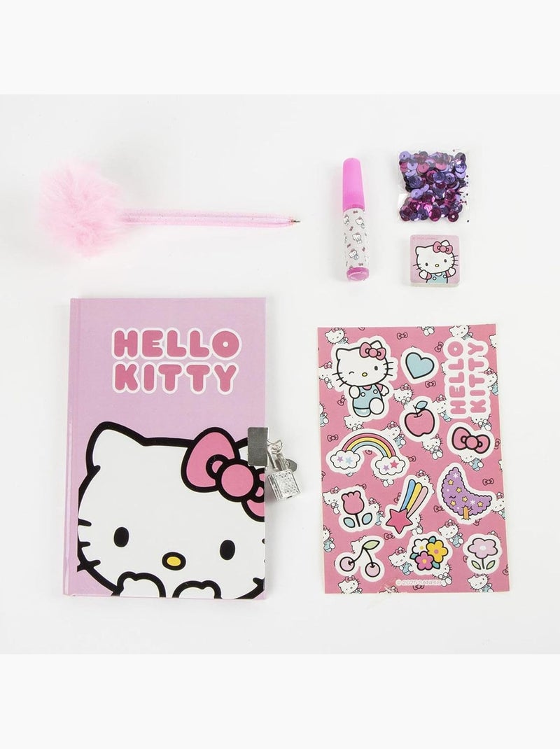 Kit di cancelleria con agenda - Hello Kitty - Penna fuzzy, adesivi e cancelleria Bianco Rosa Bianco - Kiabi