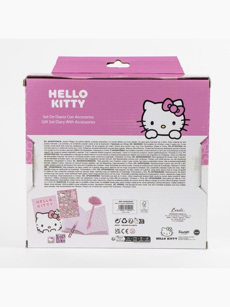 Kit di cancelleria con agenda - Hello Kitty - Penna fuzzy, adesivi e cancelleria Bianco Rosa Bianco - Kiabi