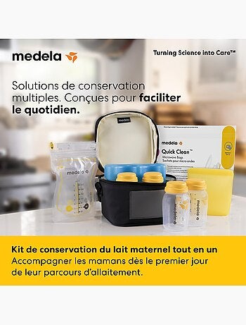 Kit medela per la conservazione del latte materno tutto in uno - 4 biberon da 150 ml, 4 sacchetti