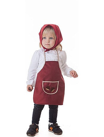 Kit o costume da venditrice di castagne - Borgogna Maria: grembiule e sciarpa