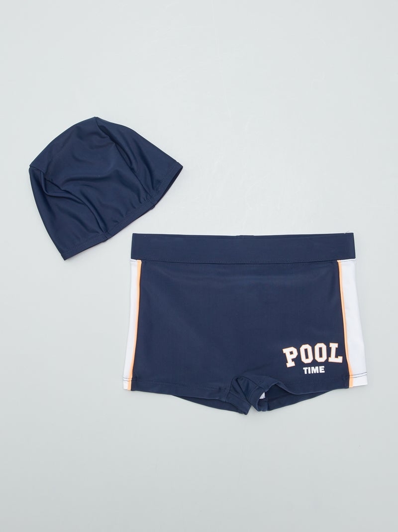 Kit piscina cuffia + Boxer mare - 2 pezzi BLU - Kiabi