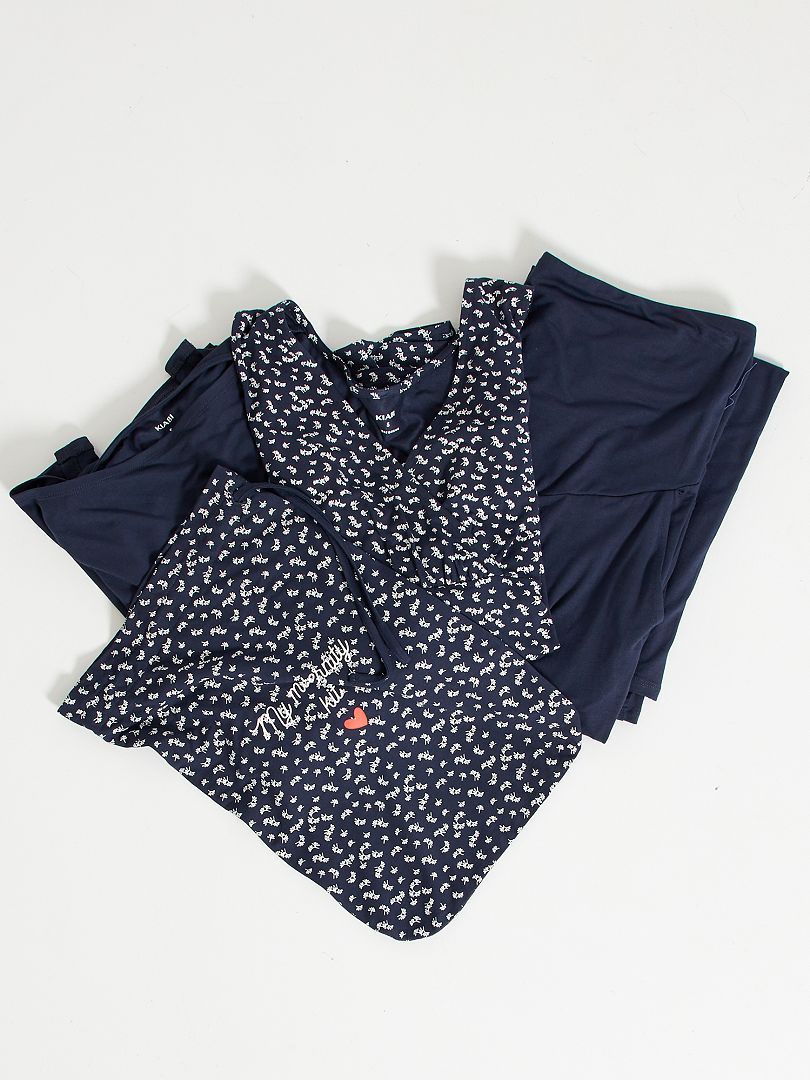 Kit premaman t-shirt + cardigan + pantaloni BLU - Kiabi