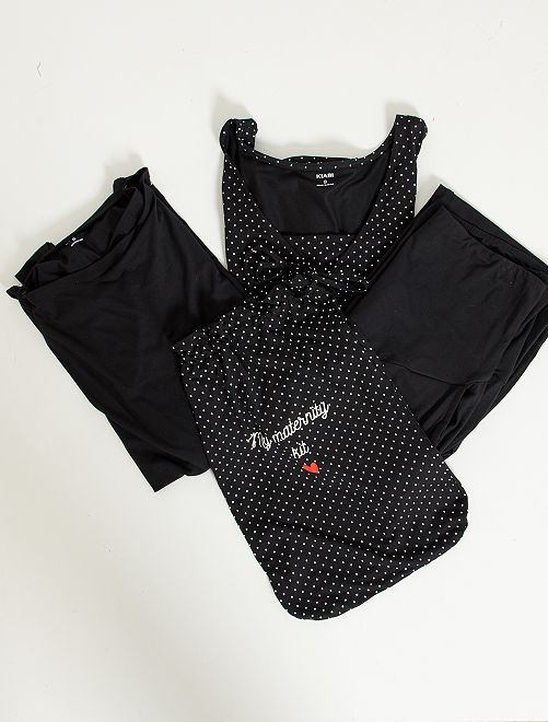 Kit premaman t-shirt + cardigan + pantaloni                                             NERO 

