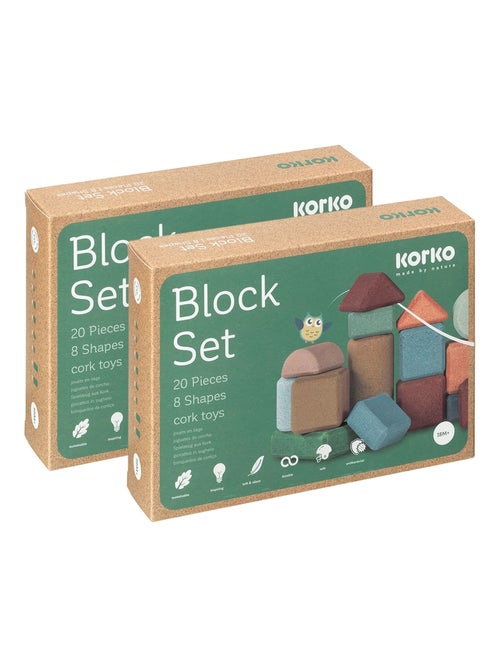 KORKO - Set di 2 scatole da 20 blocchi di sughero per bambini piccoli - Dai 18 mesi - Kiabi