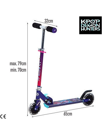 Kpop demon hunters monopattino pieghevole a 2 ruote con luci