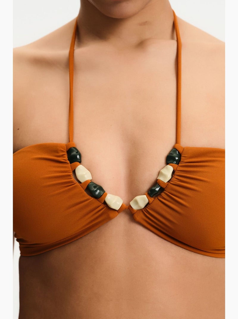 Kya top bikini bandeau penti Grège - Kiabi