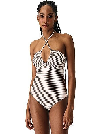 Kylee bandeau costume intero a righe bandeau penti