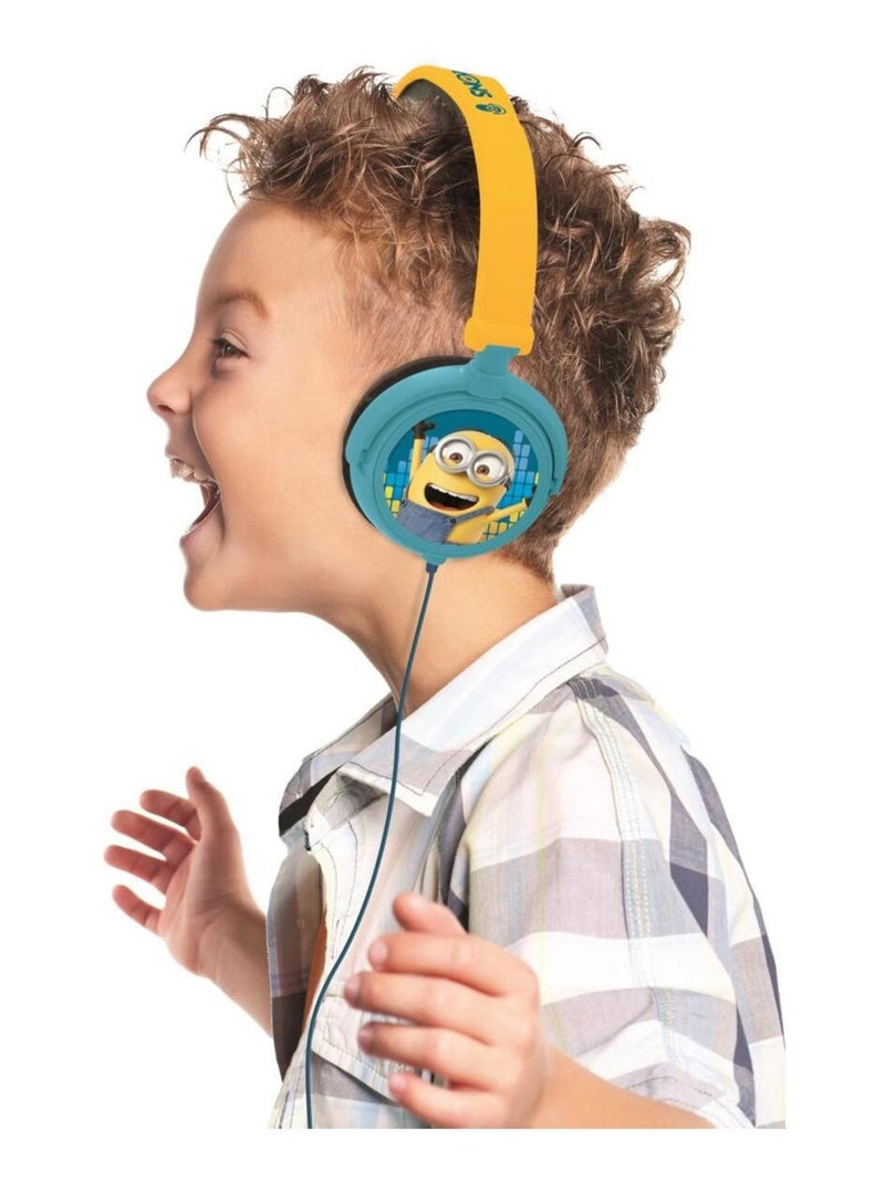 La cuffia stereo a filo pieghevole dei Minions con limitazione sicura del volume Blu - Kiabi