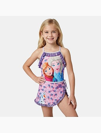 La Reine des Neiges - Costume da bagno bambina intero Frozen con pareo gonna coordinato