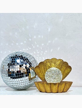 Lampada a conchiglia illuminata con effetto glitter