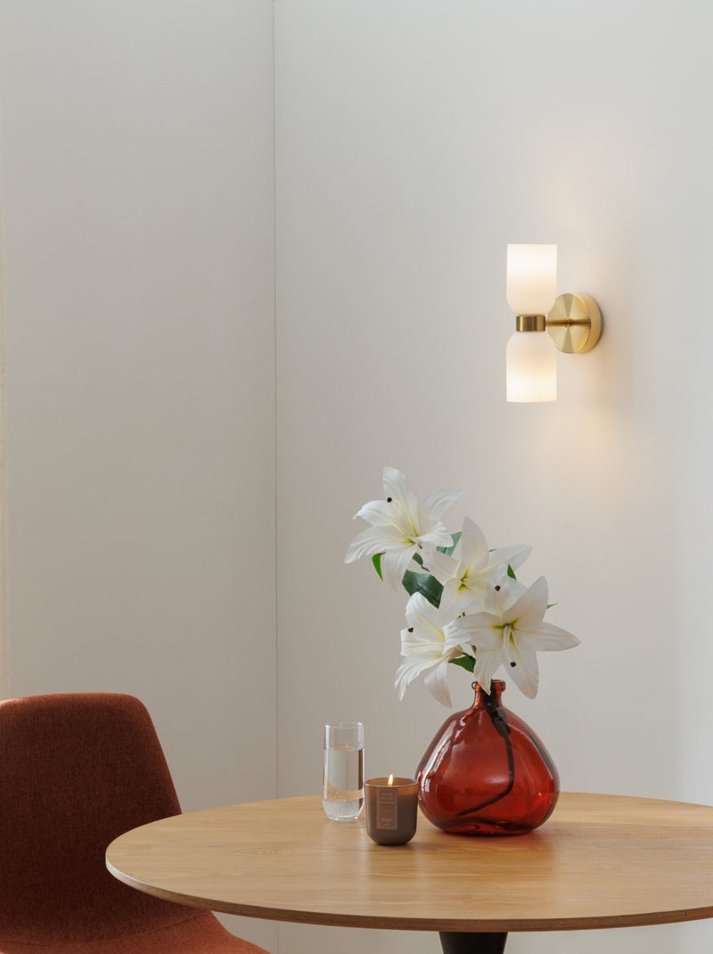 Lampada a parete doppia in vetro rigato Dorato/Oro - Kiabi