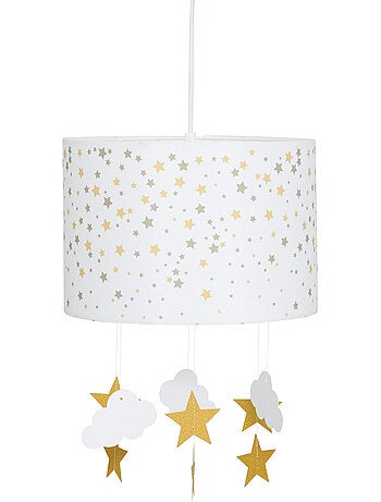Lampada a sospensione cilindrica h.30cm bianco e ocra