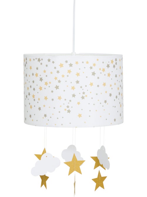 Lampada a sospensione cilindrica h.30cm bianco e ocra - Kiabi
