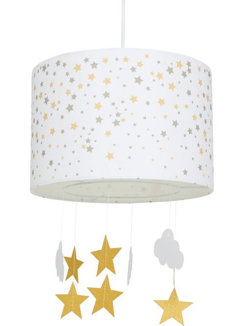 Lampada a sospensione cilindrica h.30cm bianco e ocra - Kiabi