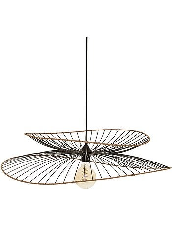 Lampada a sospensione di design in metallo e rafia