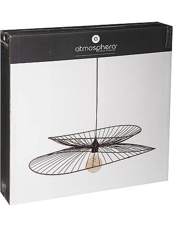 Lampada a sospensione di design in metallo e rafia
